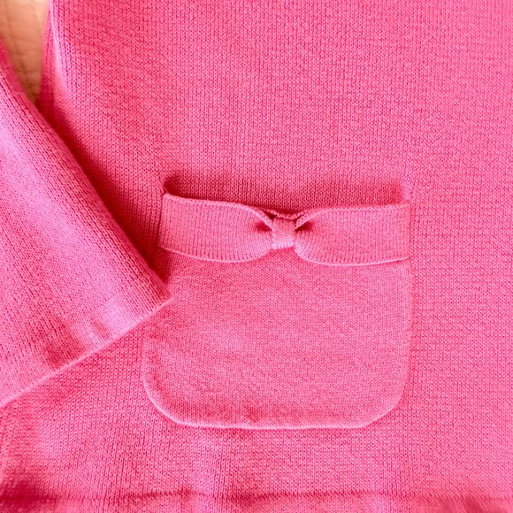 VTG Harold's Pink Bow Collared Twee Cotton Sweater Cardigan Size L - Picture 11 of 16